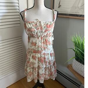 Rachel Paige Dress Womens Large Pink Floral Mini Ethereal Fairy Indie Babydoll